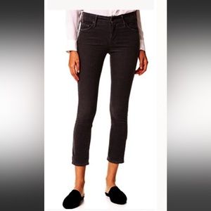 Mother The Looker Crop Hopscotch Corduroy Pant in Navy Blue